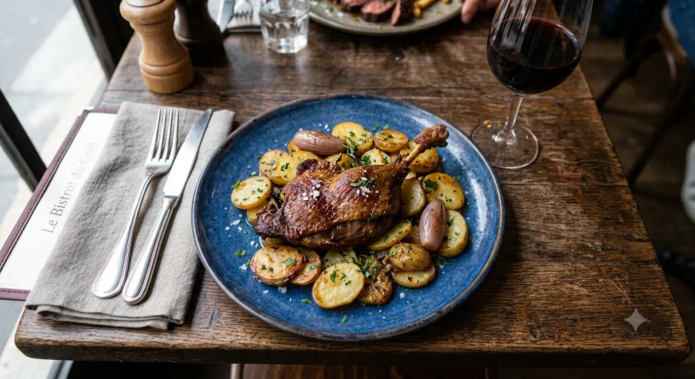 Confit de canard, pommes sarladaises